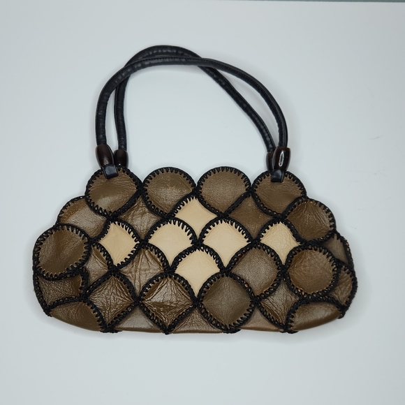 ALDO Artisan Boho Vibe Brown & Cream Faux Leather Handbag - Picture 2 of 8